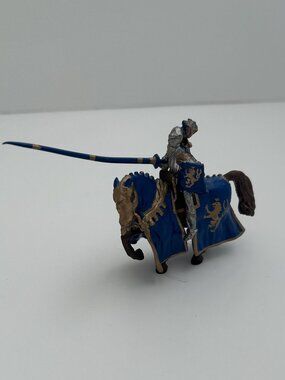Vintage cast metal painted toy knight on horseback; Great collectible